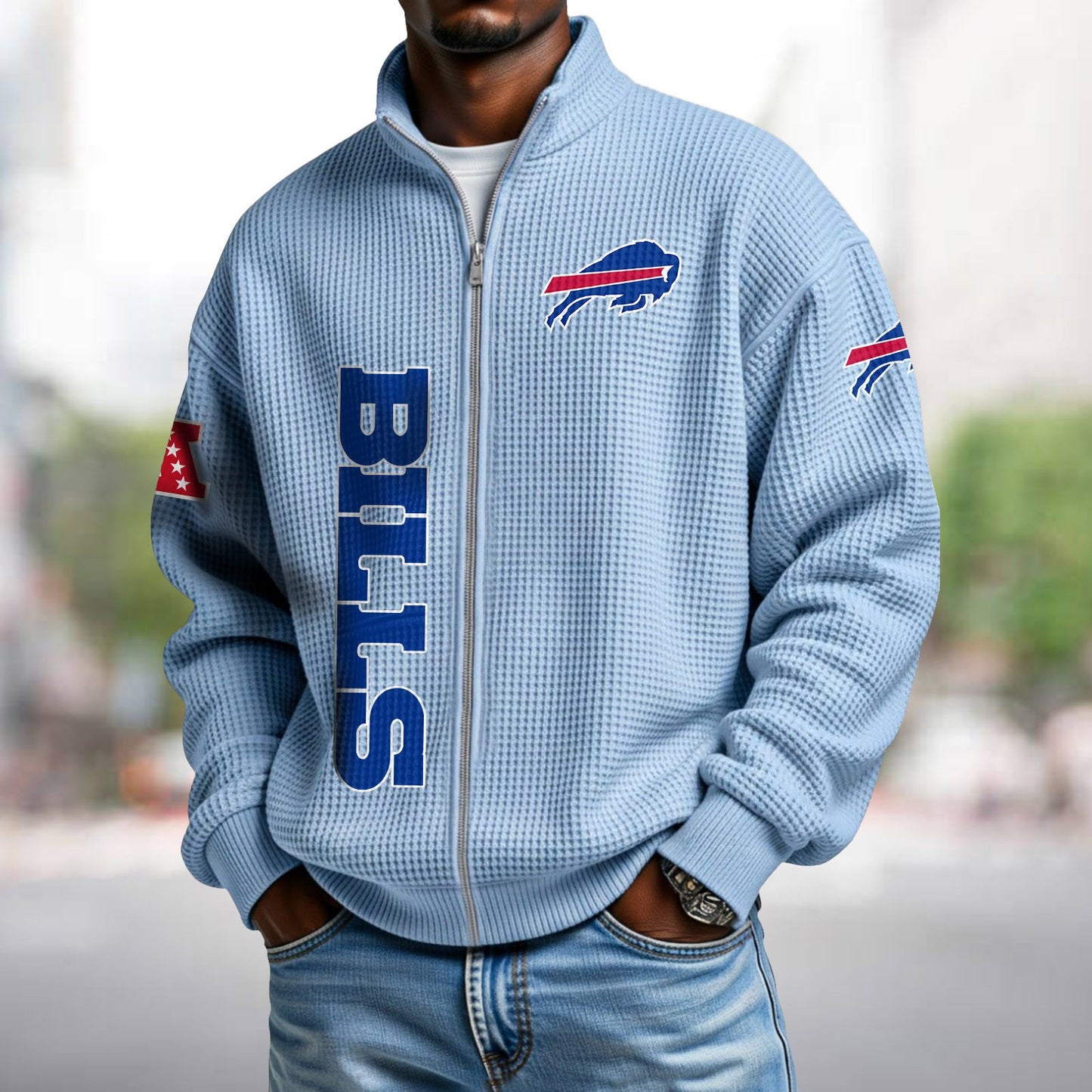 BUF x NFL Waffle Zip-Up Sweatshirt DATND TANTD