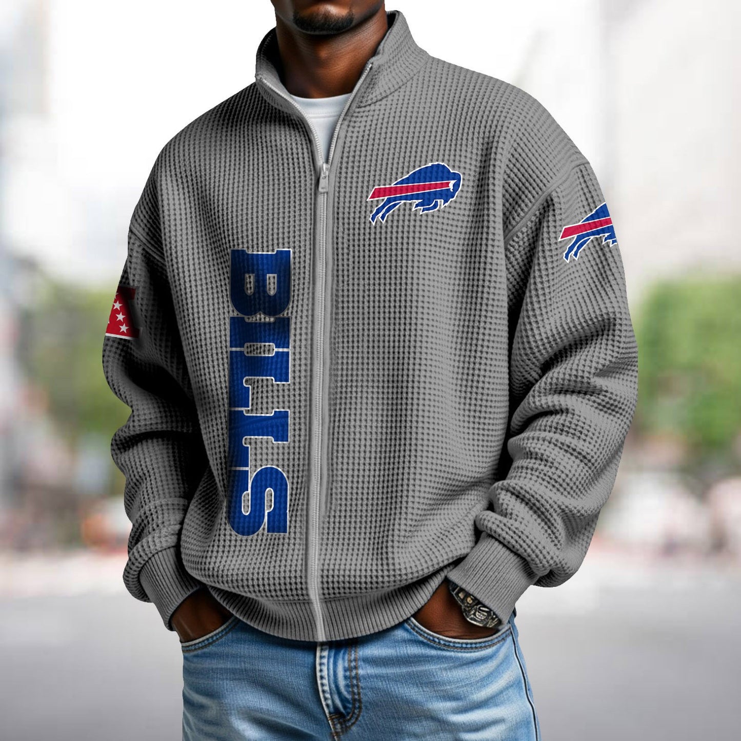 BUF x NFL Waffle Zip-Up Sweatshirt DATND TANTD