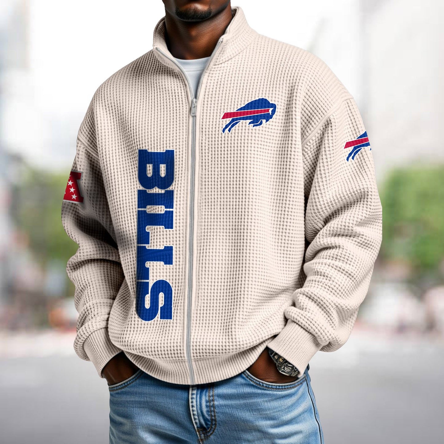BUF x NFL Waffle Zip-Up Sweatshirt DATND TANTD