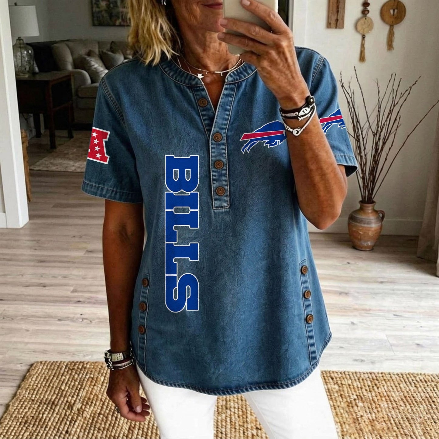 BUF x NFL Womenƒ??s Denim Casual Tops DATND LBN 190526