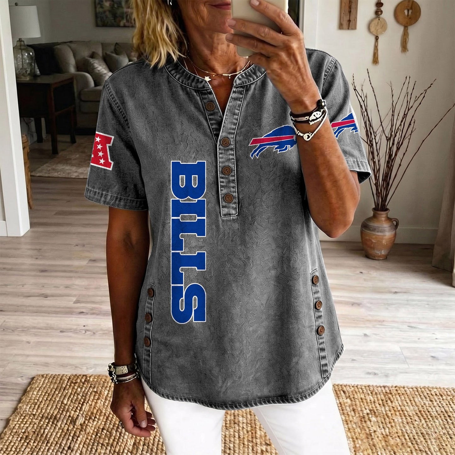 BUF x NFL Womenƒ??s Denim Casual Tops DATND LBN 190526