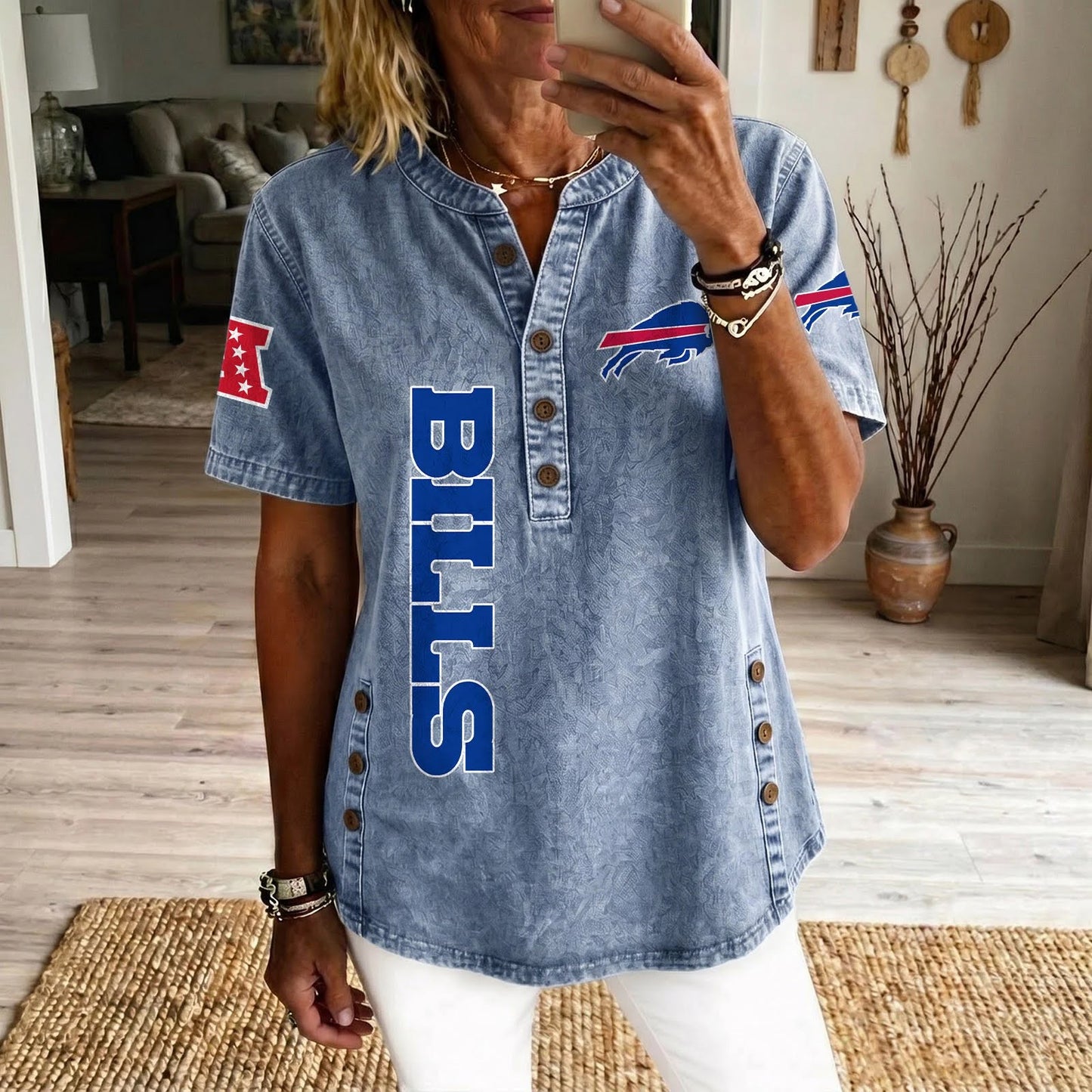 BUF x NFL Womenƒ??s Denim Casual Tops DATND LBN 190526