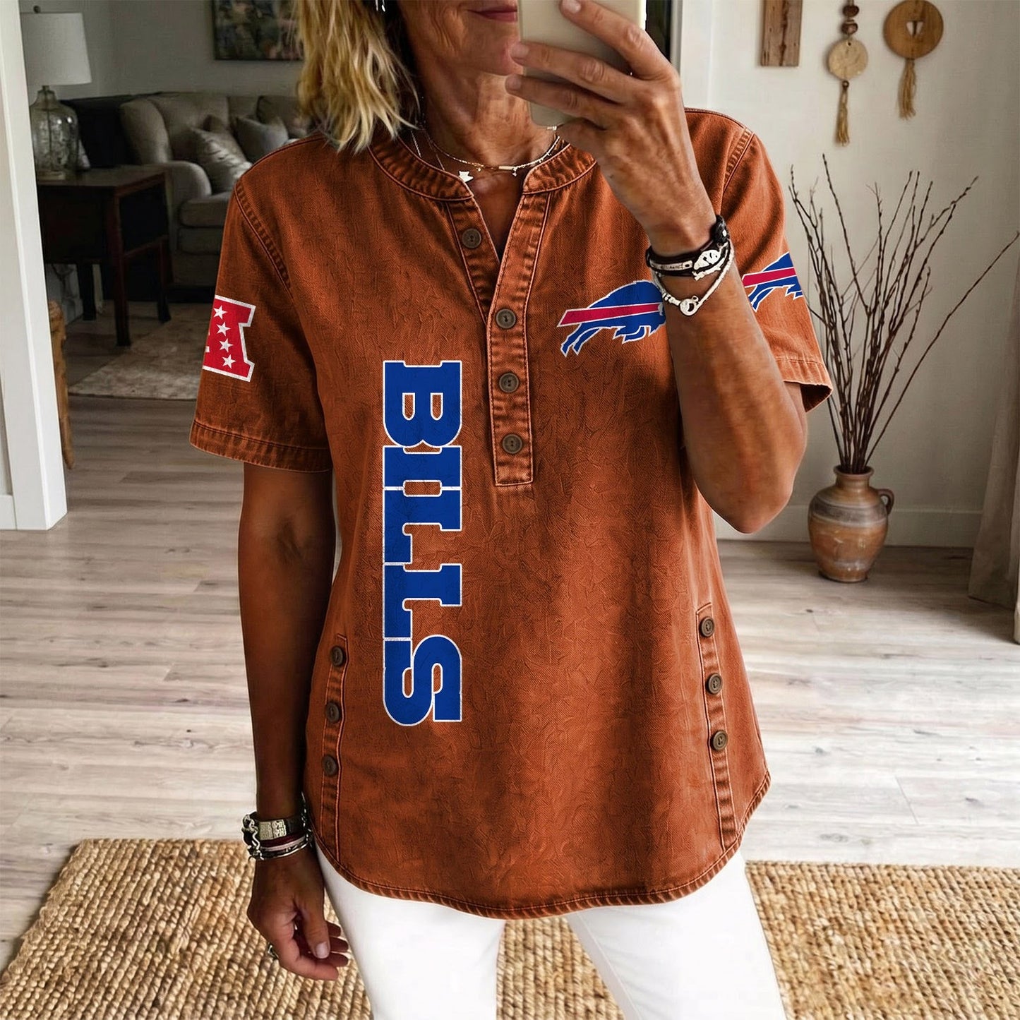 BUF x NFL Womenƒ??s Denim Casual Tops DATND LBN 190526