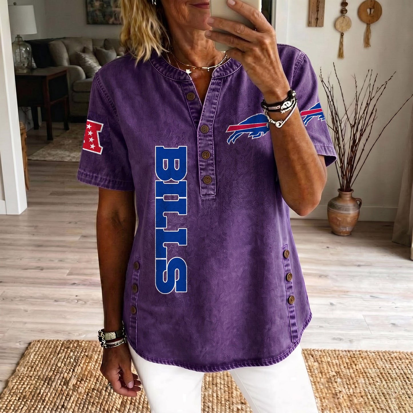 BUF x NFL Womenƒ??s Denim Casual Tops DATND LBN 190526