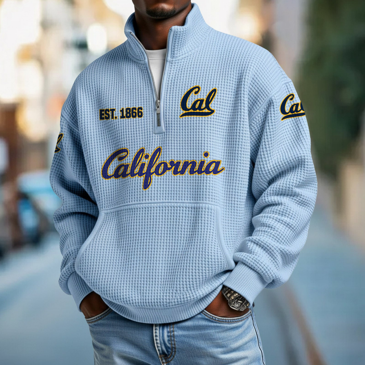 CAL x College Football - Waffle Stand Collar Half Zip Sweatshirt DatND DVT