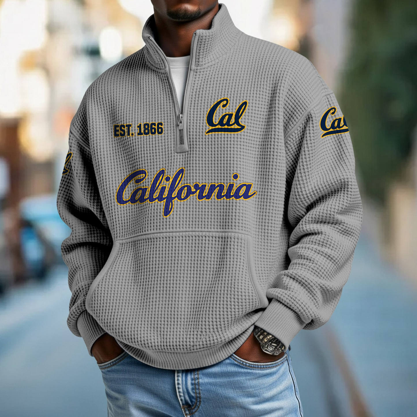 CAL x College Football - Waffle Stand Collar Half Zip Sweatshirt DatND DVT