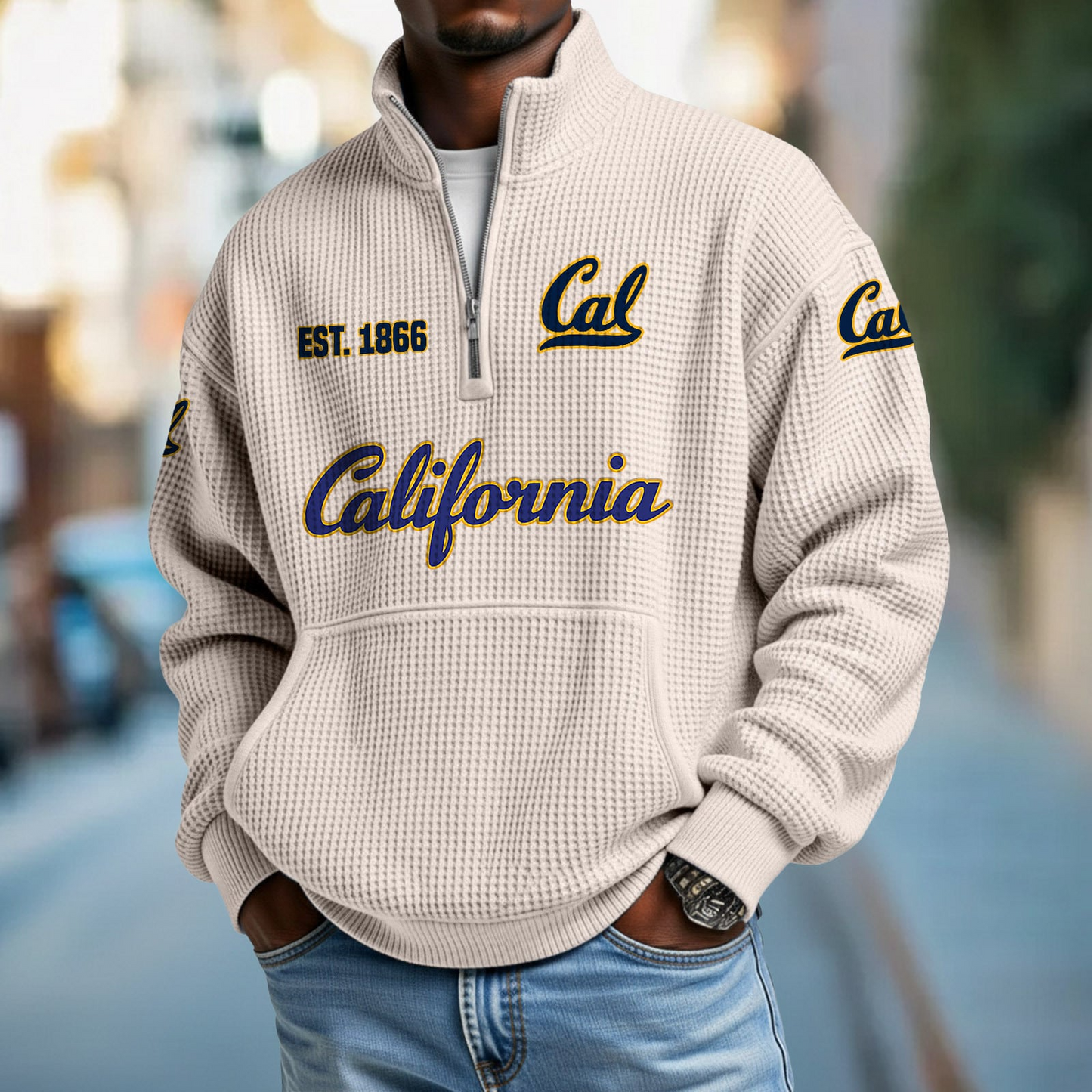 CAL x College Football - Waffle Stand Collar Half Zip Sweatshirt DatND DVT