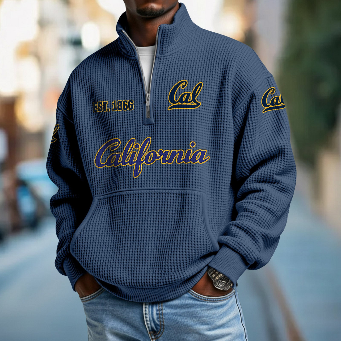 CAL x College Football - Waffle Stand Collar Half Zip Sweatshirt DatND DVT