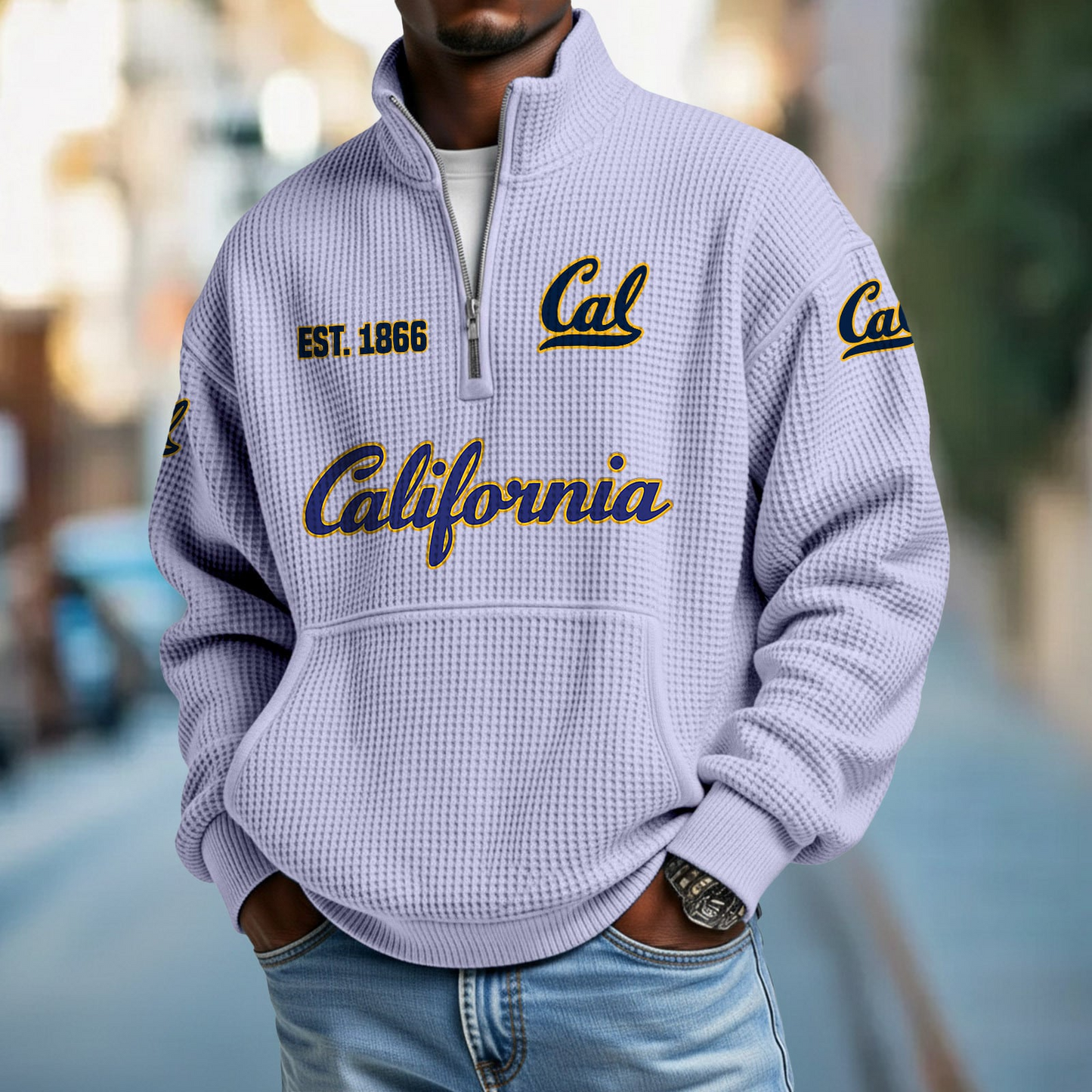 CAL x College Football - Waffle Stand Collar Half Zip Sweatshirt DatND DVT