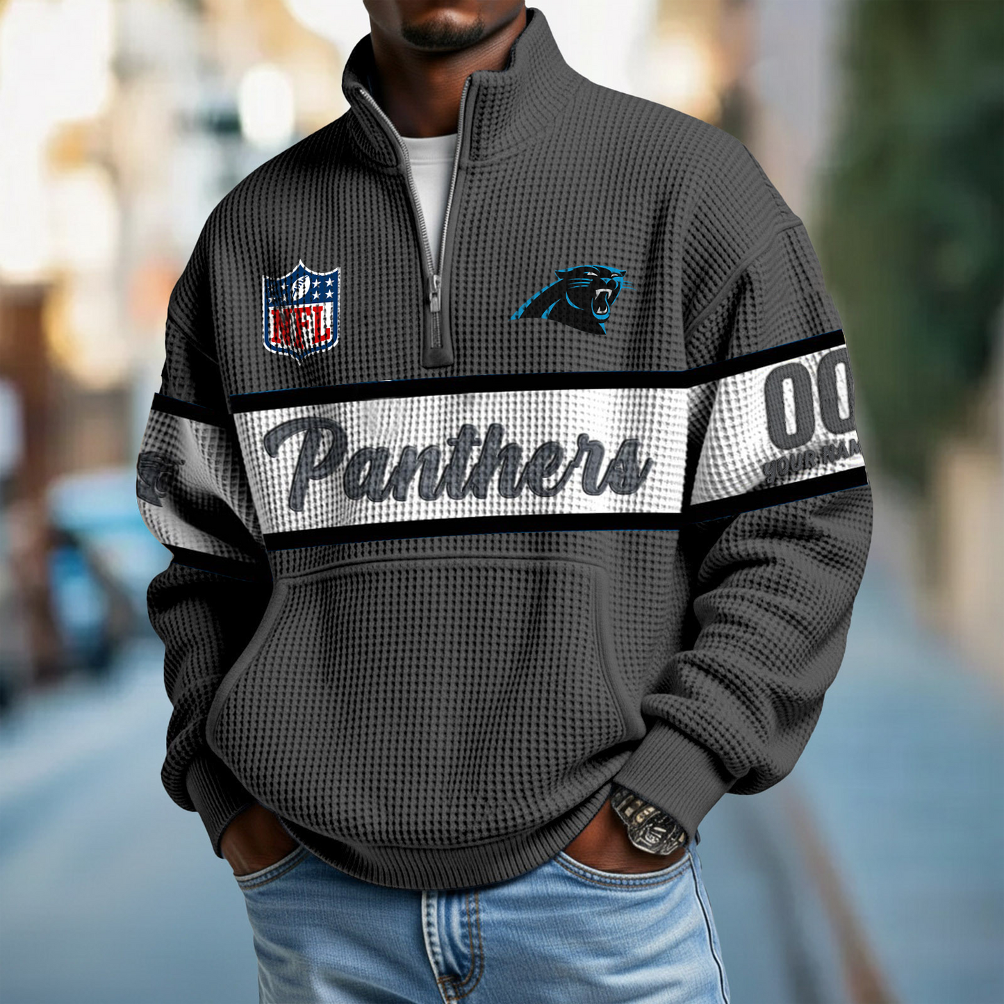 CAR x NFL Quarter-Zip Waffle Pullover DATND TANTD