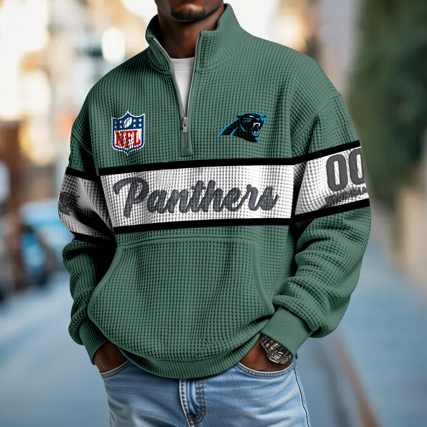CAR x NFL Quarter-Zip Waffle Pullover DATND TANTD