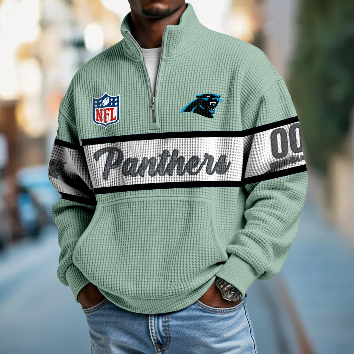 CAR x NFL Quarter-Zip Waffle Pullover DATND TANTD