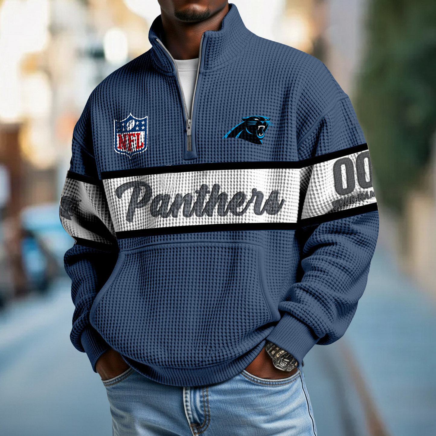 CAR x NFL Quarter-Zip Waffle Pullover DATND TANTD