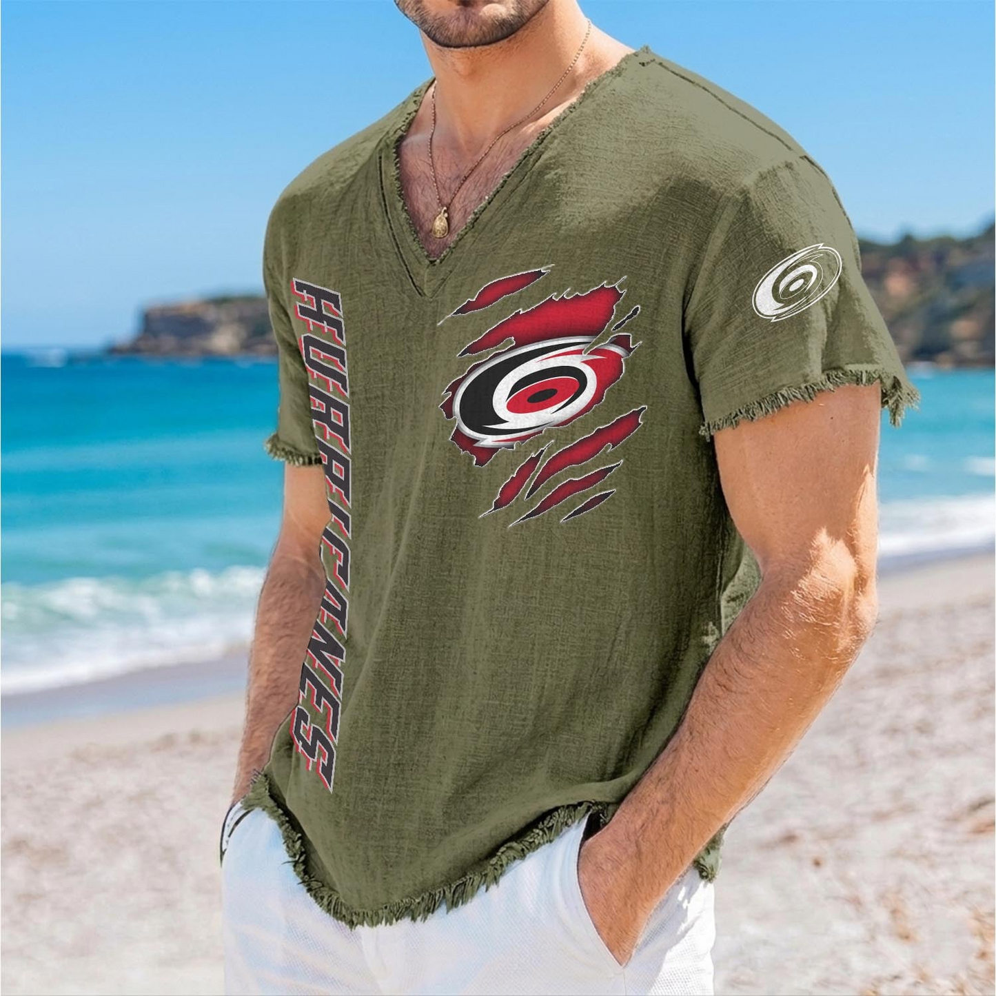 CAR x NHL V-Neck Linen Beach Shirt 1905 DatND DVT