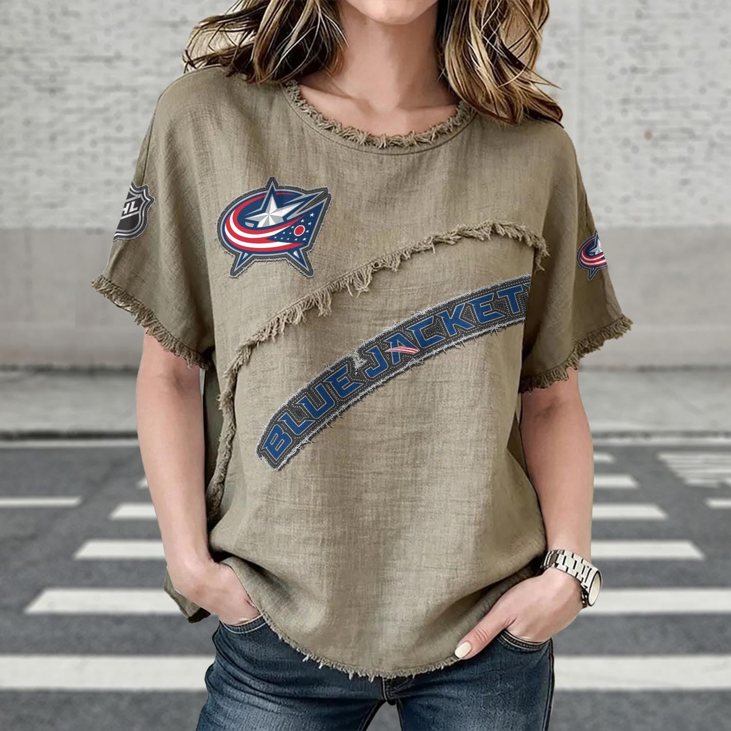 CBJ x NHL Womenƒ??s Vintage O-Neck 2905 DatND DVT