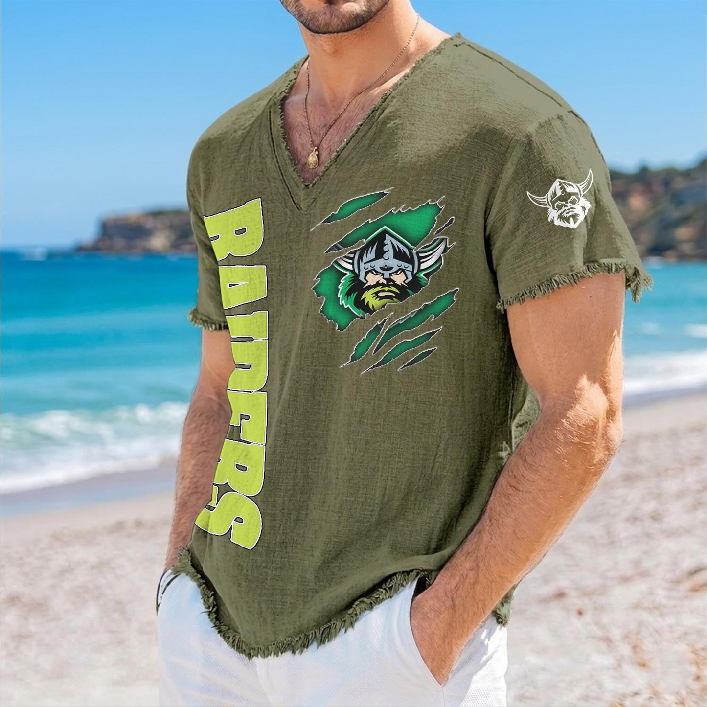 CBR x NRL V-Neck Linen Beach Shirt 1905 DatND DVT