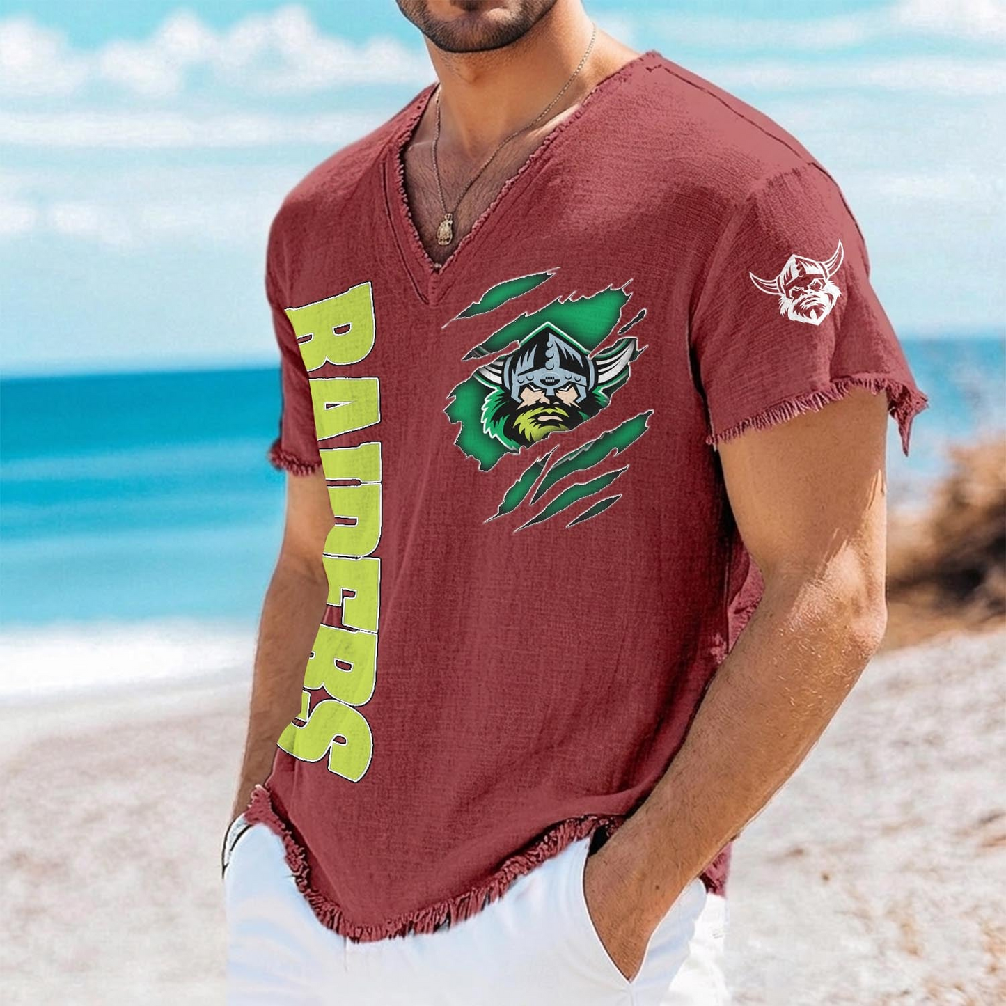 CBR x NRL V-Neck Linen Beach Shirt 1905 DatND DVT