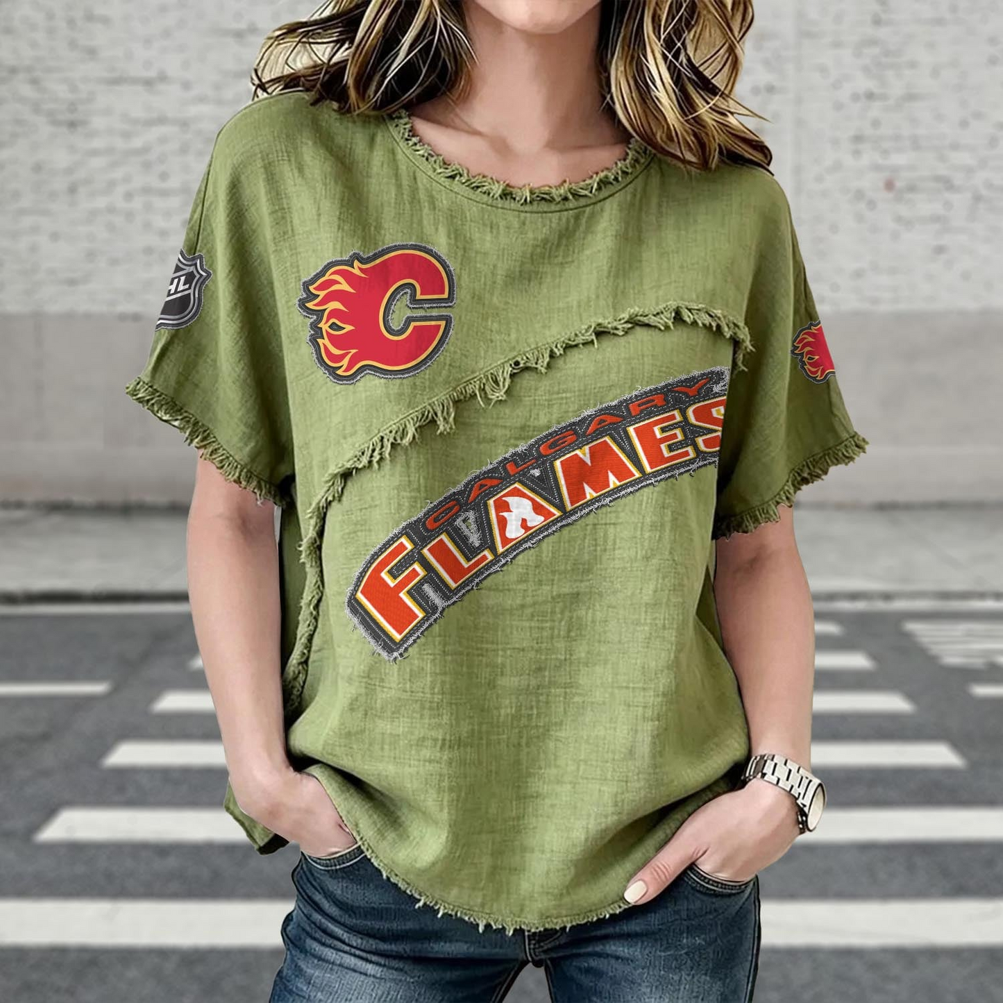 CGY x NHL Womenƒ??s Vintage O-Neck 2905 DatND DVT