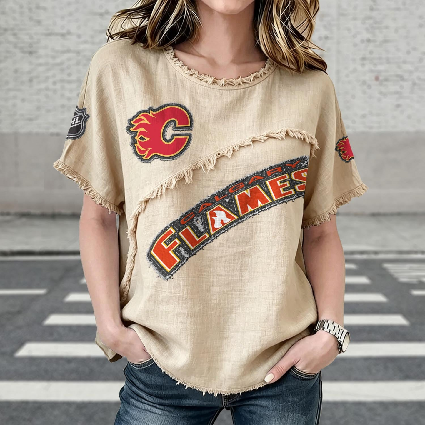 CGY x NHL Womenƒ??s Vintage O-Neck 2905 DatND DVT