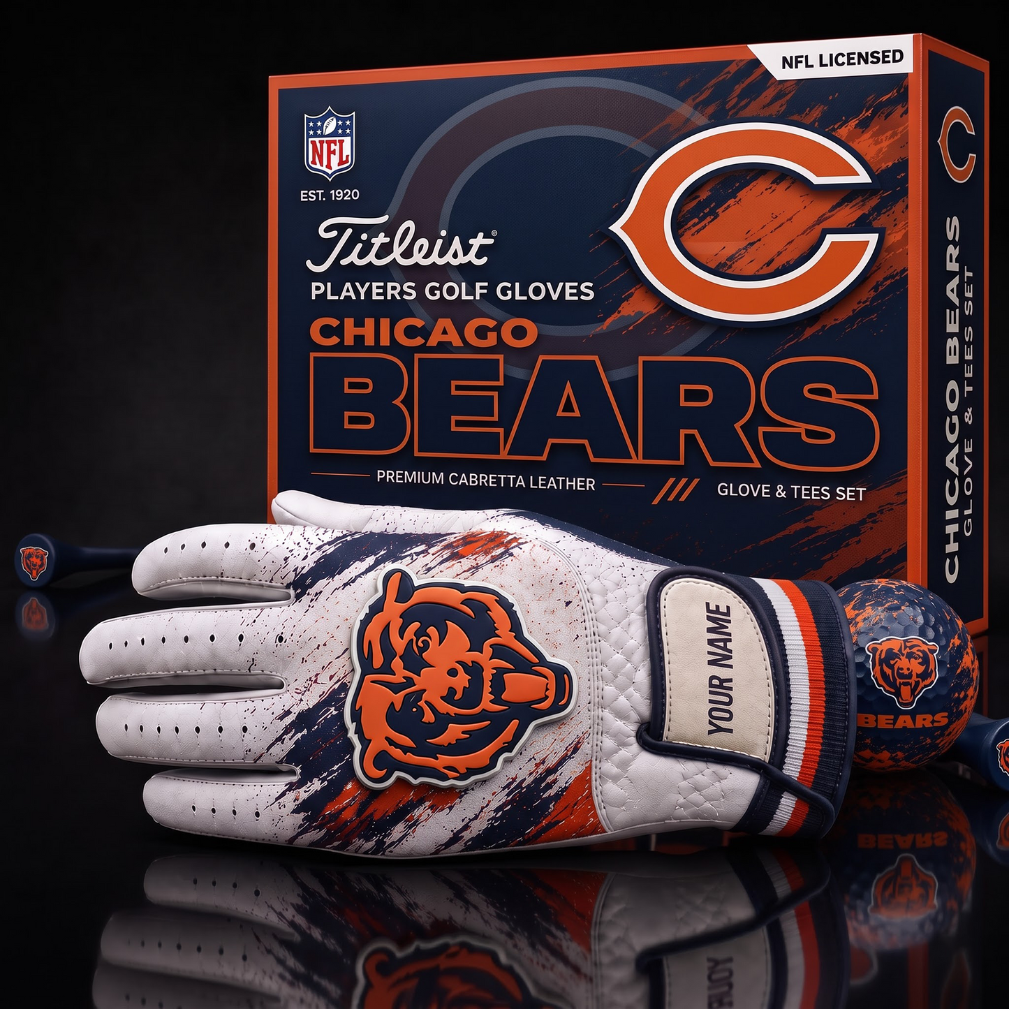 CHI NFL LUXURY PERSONALIZED GOLF GLOVE SET LIMITED EDTION