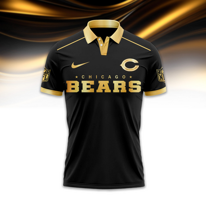 CHI Premium NFL Black And Gold Custom Polo DDT CTND