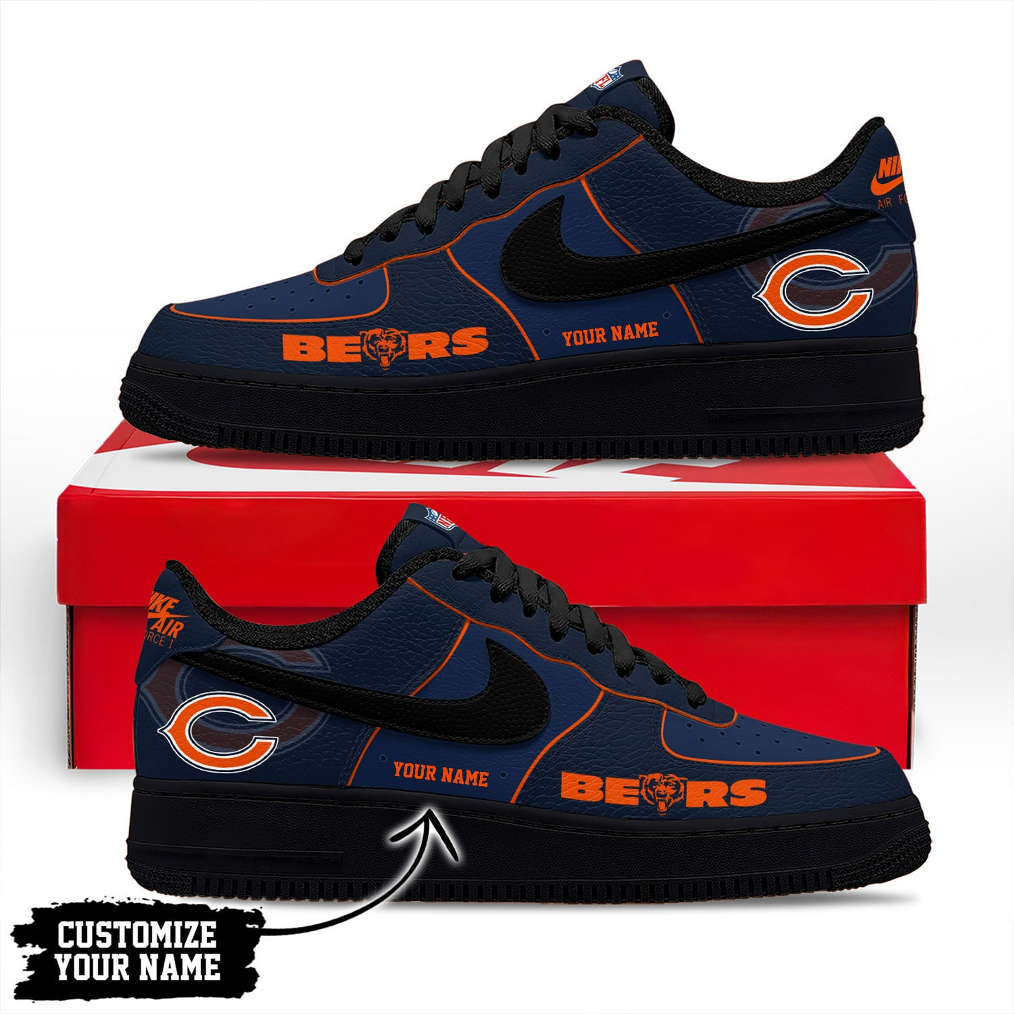 CHI Premium NFL Custom AF1 Shoes DDT CTND