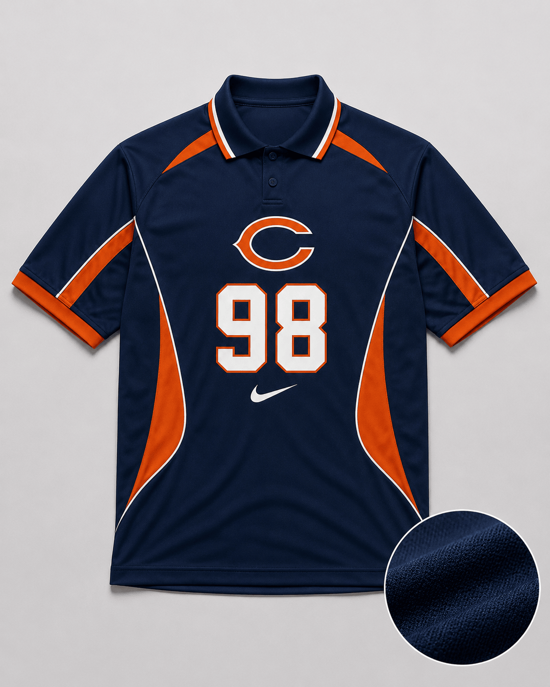 CHI Premium NFL Custom Number Sports Style Polo Shirt
