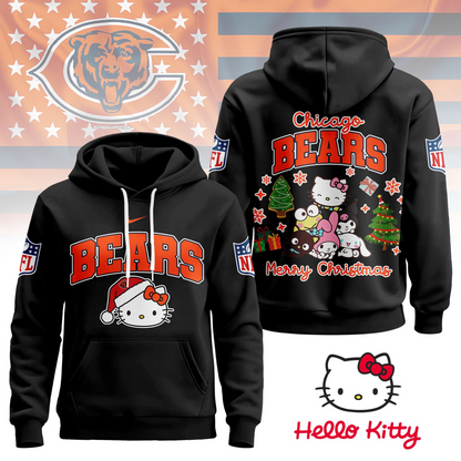 CHI Premium NFL Hello Kitty Christmas 3D Hoodie DDT CTND