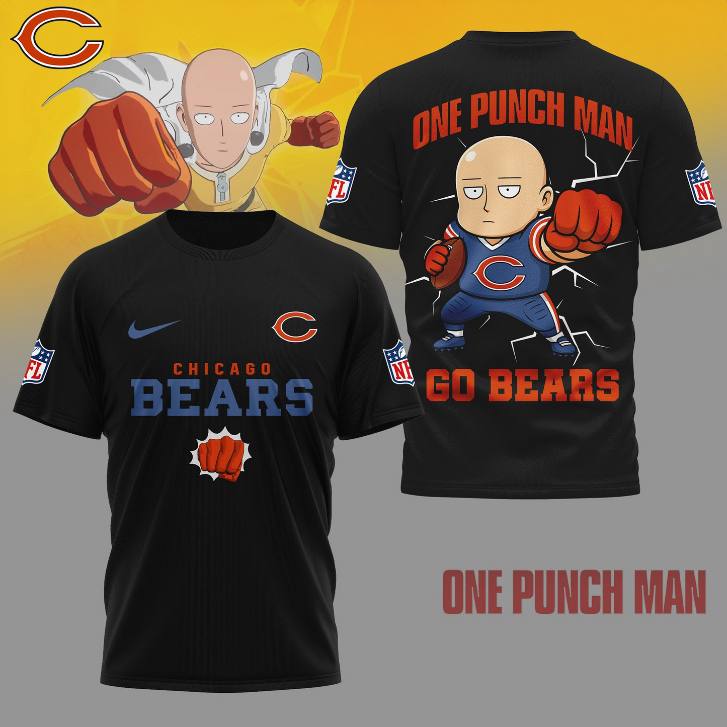 CHI Premium NFL One Punch Man Fan 3D Shirt DDT NTL