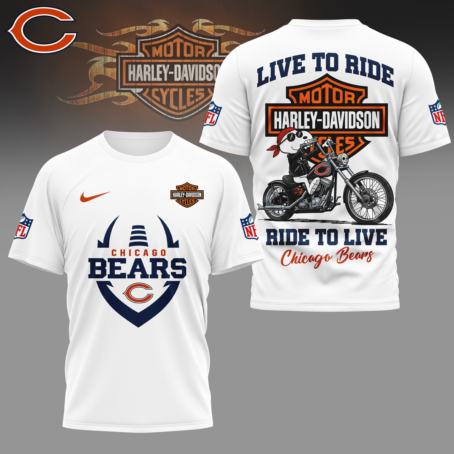 CHI Premium NFL Snoopy Motorcycle 3D Shirt DDT CTND