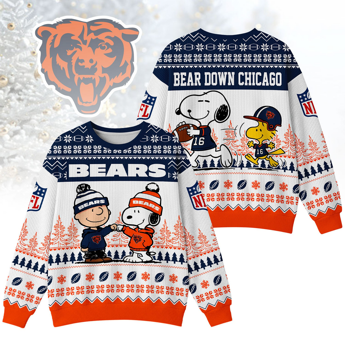 CHI Premium NFL Snoopy Winter SweatShirt DDT CTND