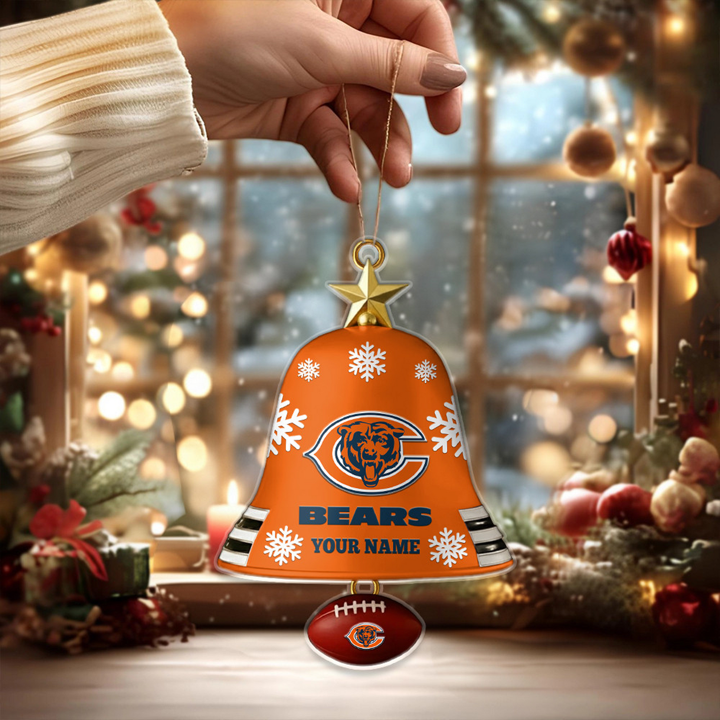 CHI x NFL Christmas Bell Ornament Custom Any Name DatND DVT
