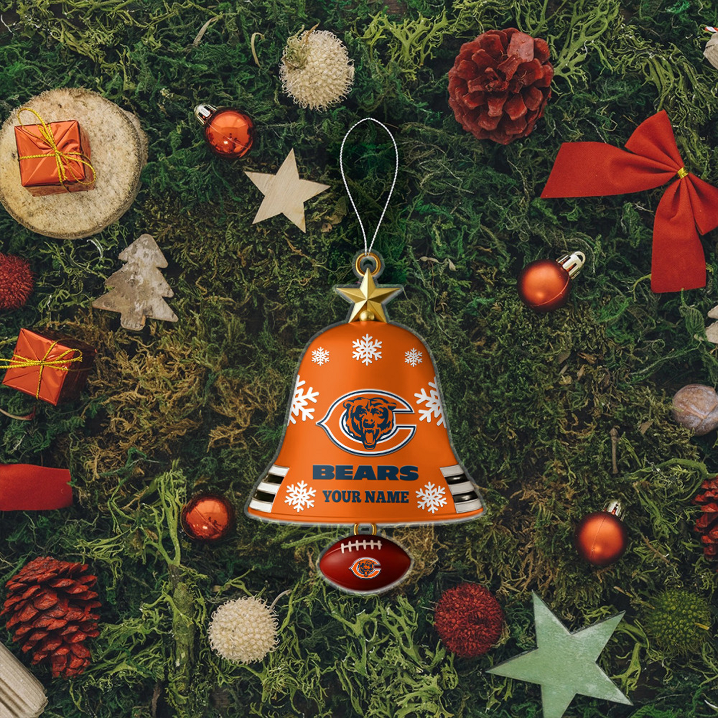 CHI x NFL Christmas Bell Ornament Custom Any Name DatND DVT