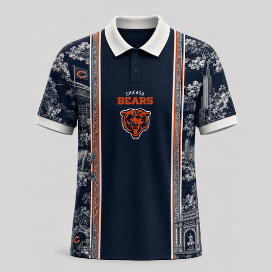 CHI x NFL Heritage Cityscape Polo Shirt for Loyal Fans