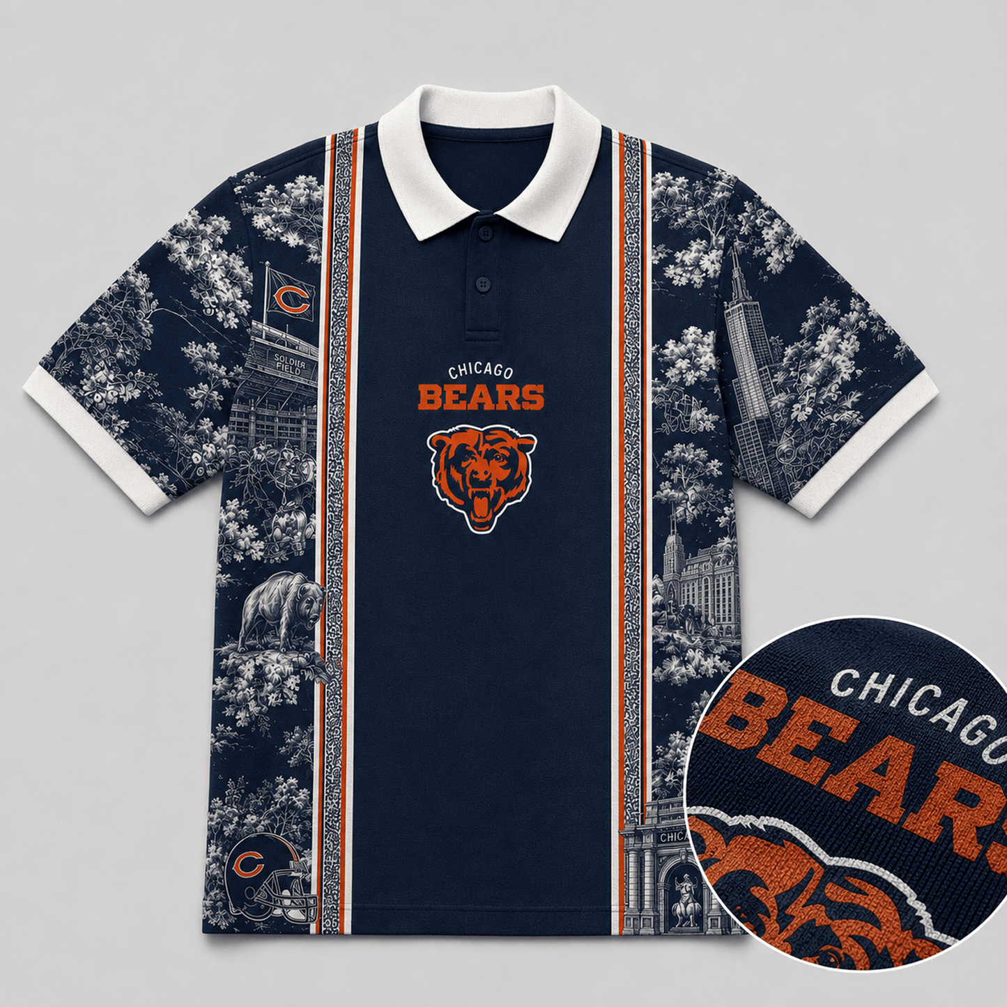 CHI x NFL Heritage Cityscape Polo Shirt for Loyal Fans