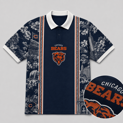 CHI x NFL Heritage Cityscape Polo Shirt for Loyal Fans
