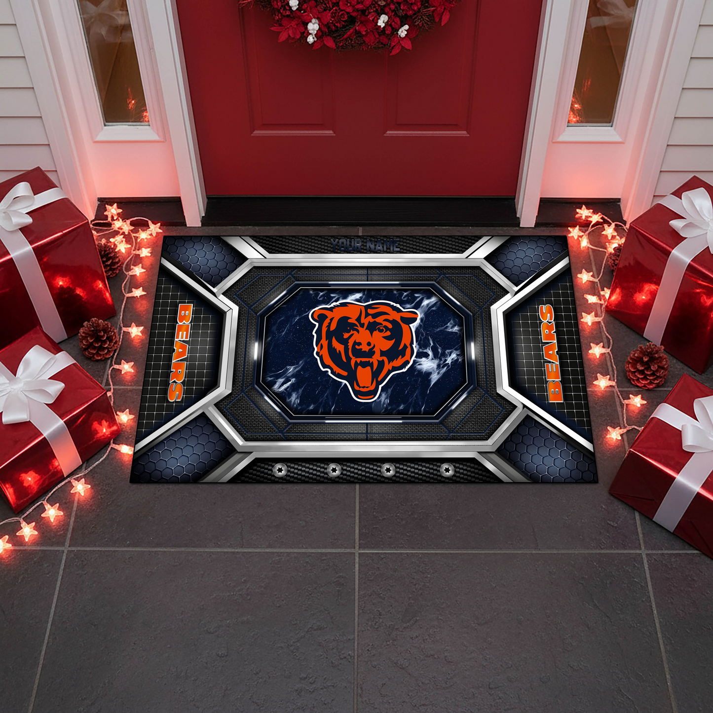 CHI x NFL Personalized Sport Doormat, Gifts For Christmas DDT NTL