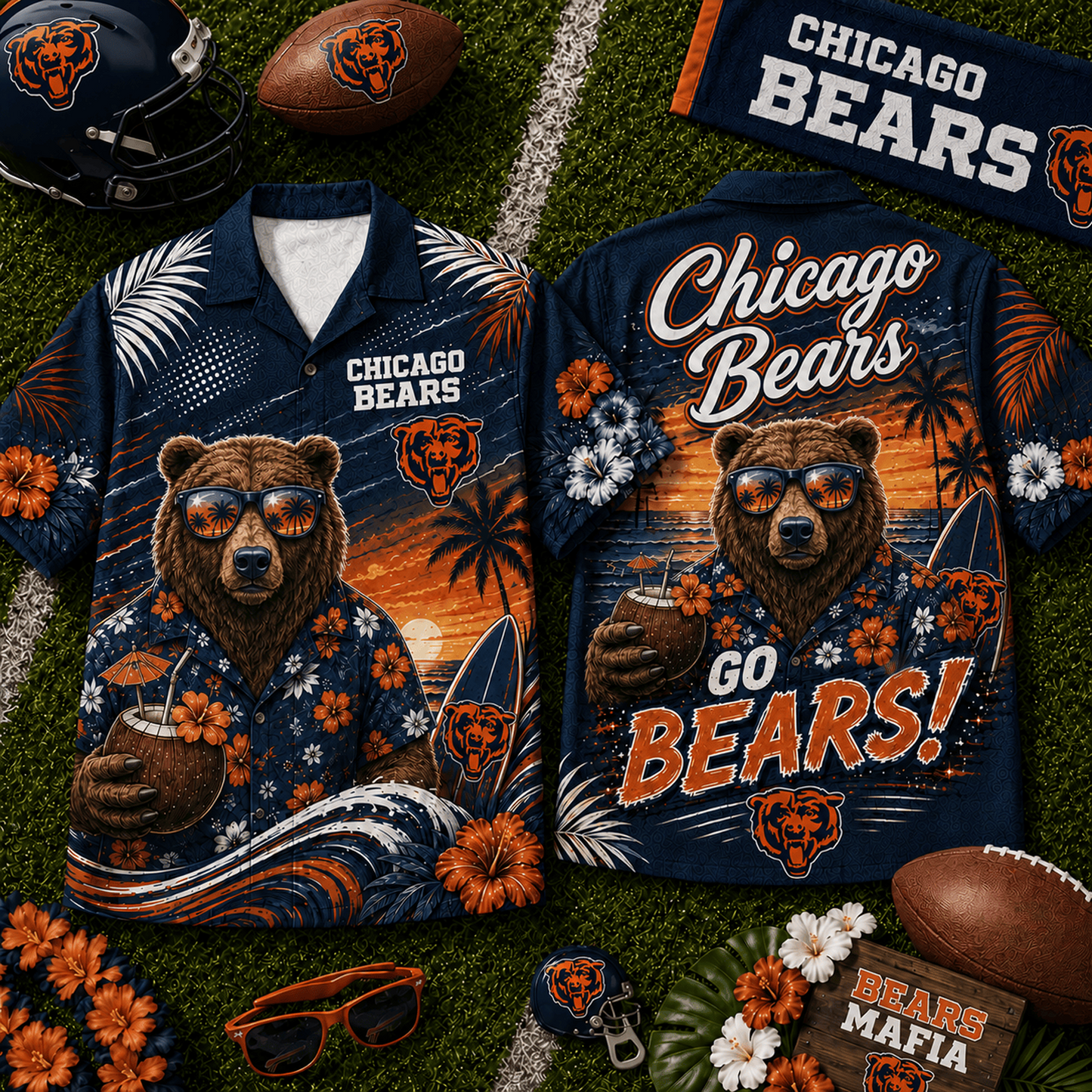 CHI x NFL Premium Beach Vibes Hawaiian Shirt