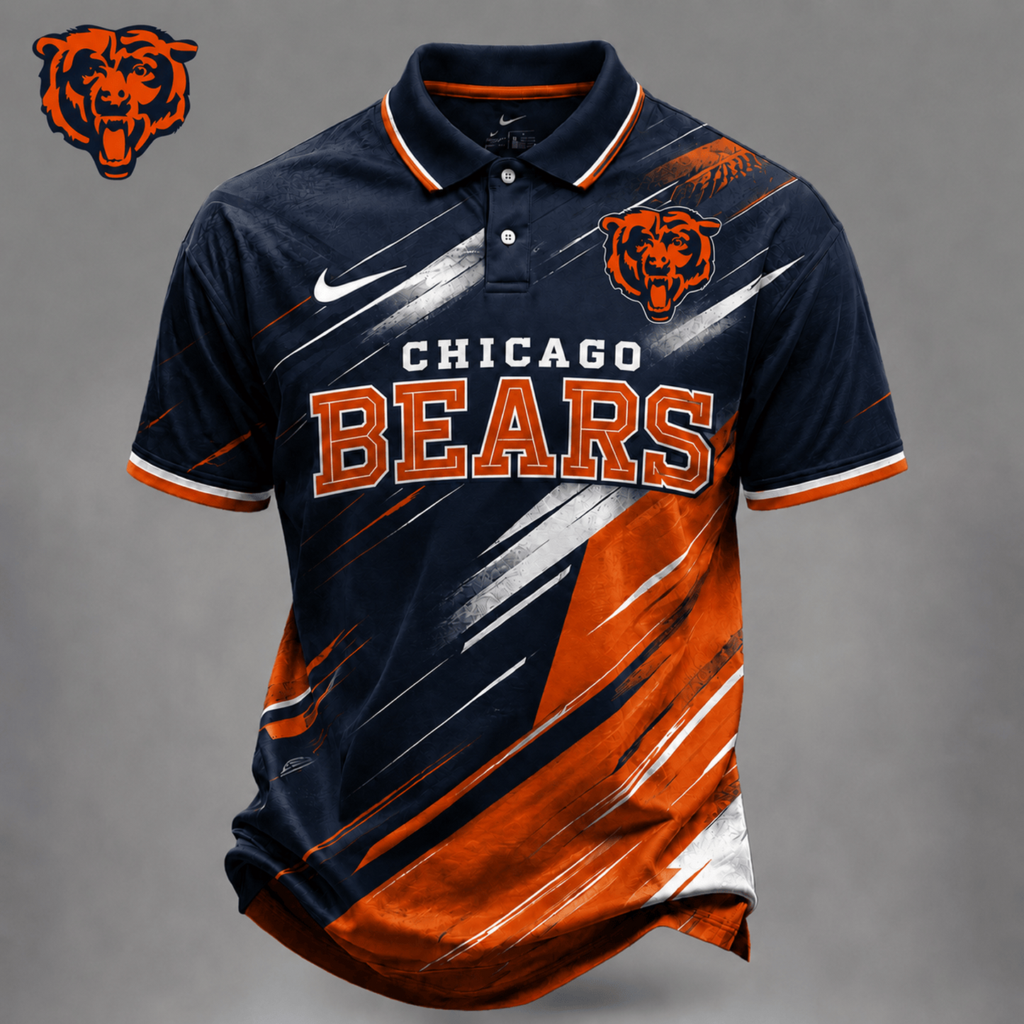CHI x NFL Premium Bold Stripe Polo Shirt