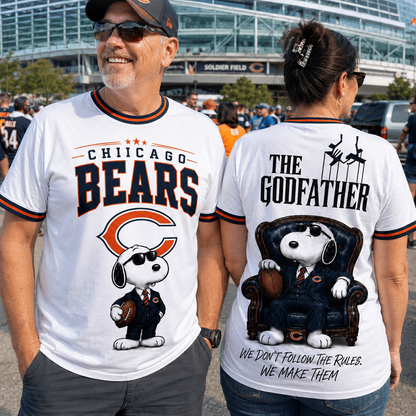CHI x NFL Premium Funny Football Snoopy The Godfather Rule Maker Game Day 3D Shirt 0307