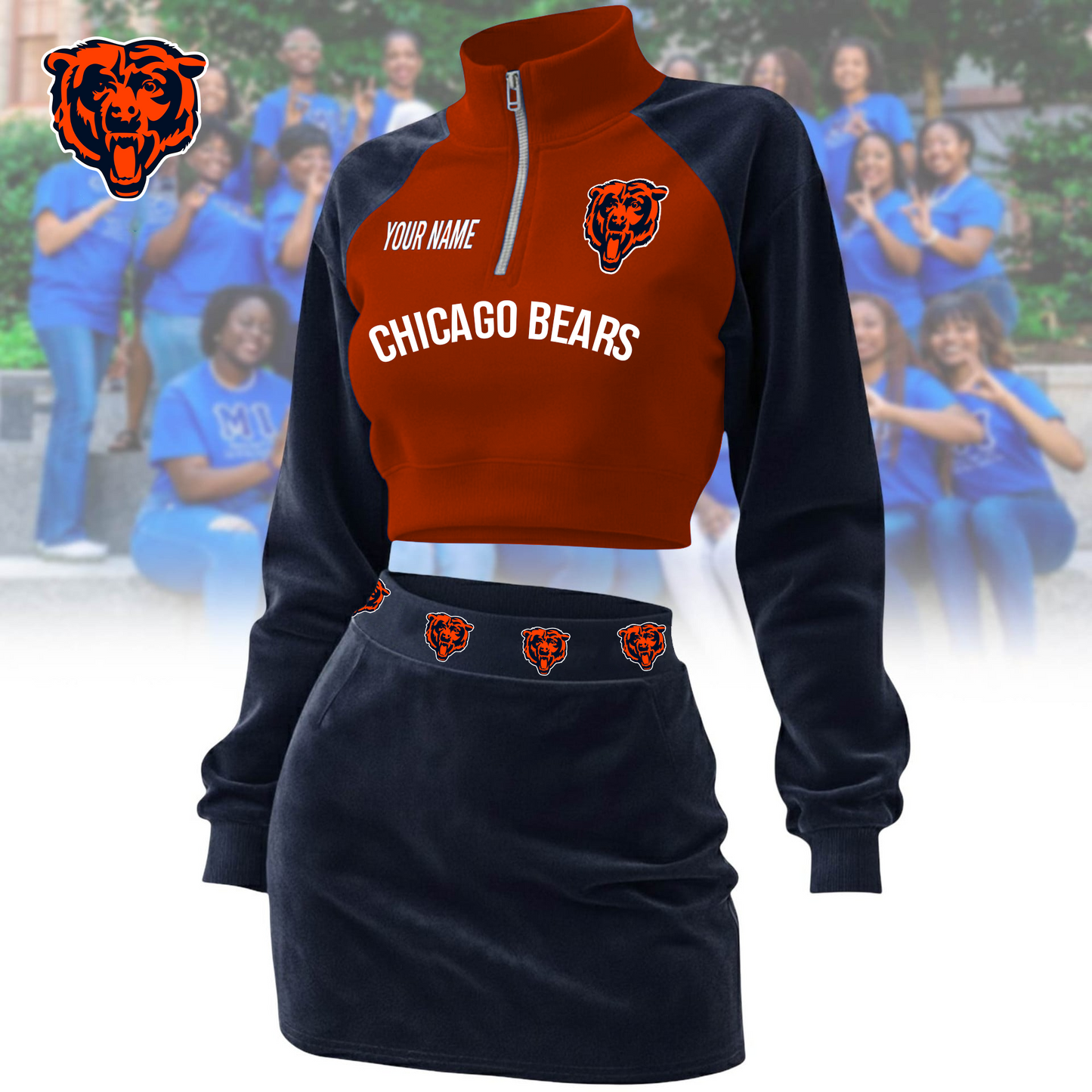 CHI x NFL Premium Long Zip Polo Shirt DDT CTND