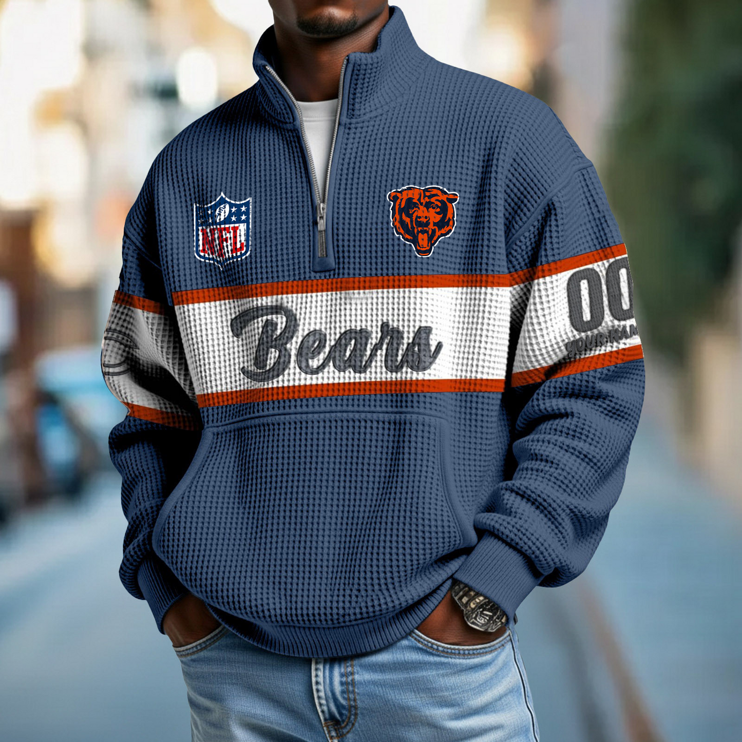 CHI x NFL Quarter-Zip Waffle Pullover DATND TANTD