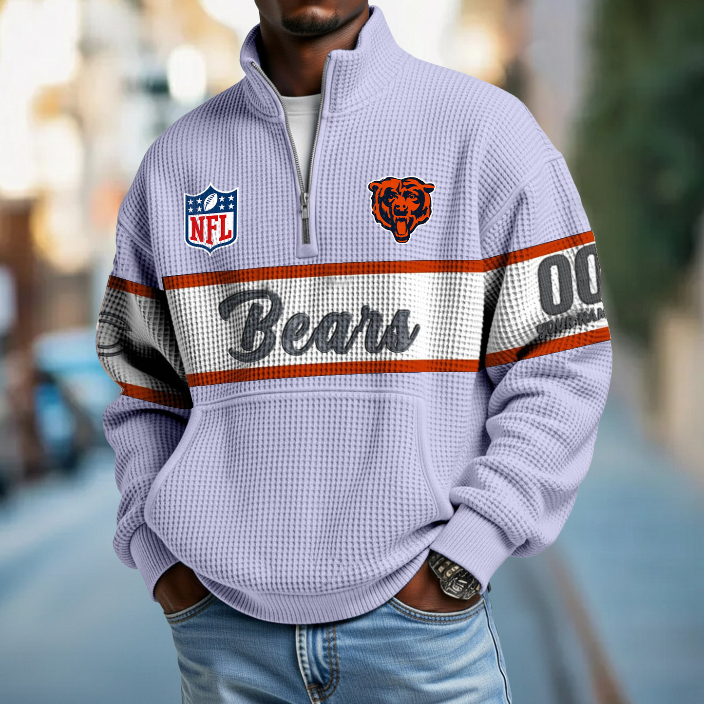 CHI x NFL Quarter-Zip Waffle Pullover DATND TANTD