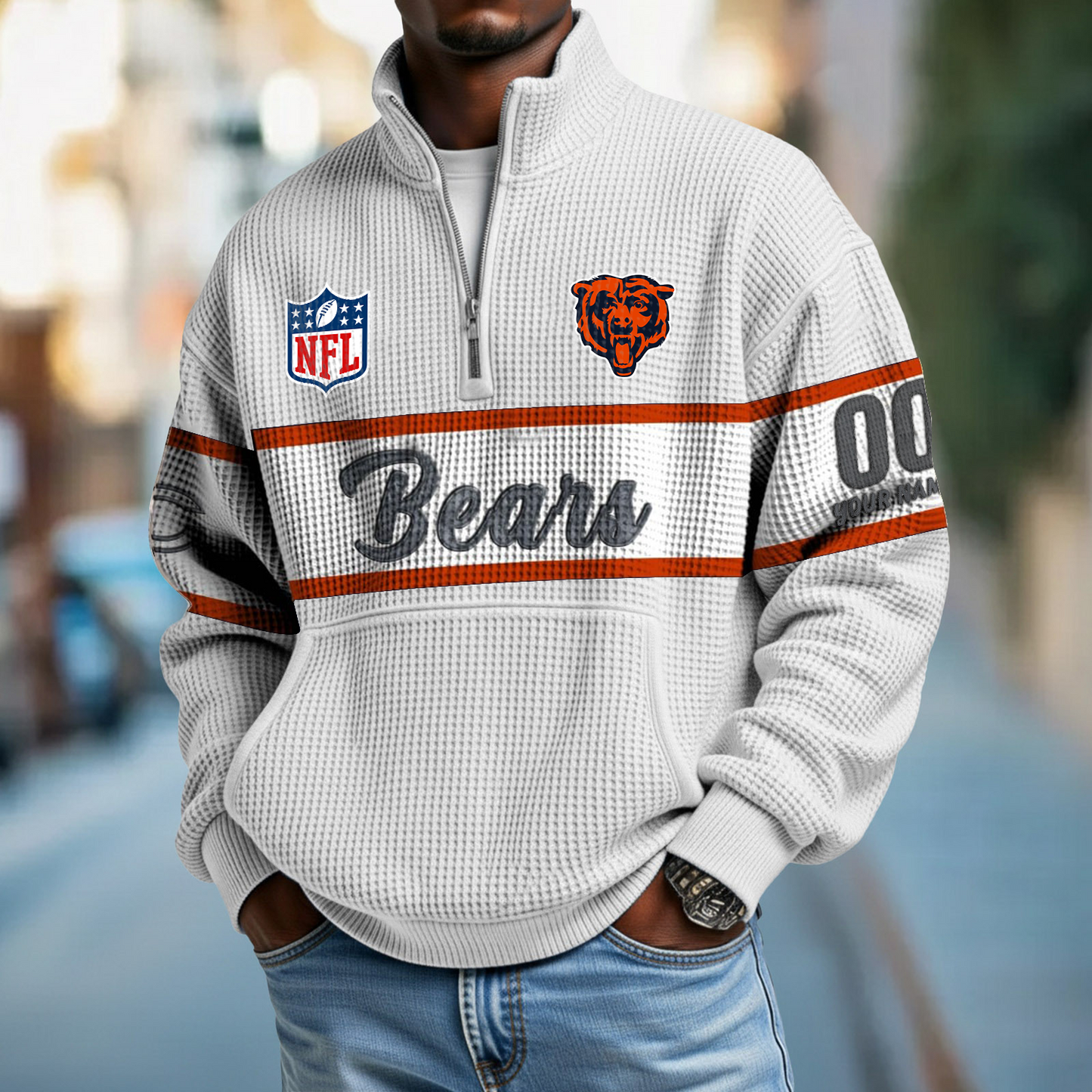 CHI x NFL Quarter-Zip Waffle Pullover DATND TANTD
