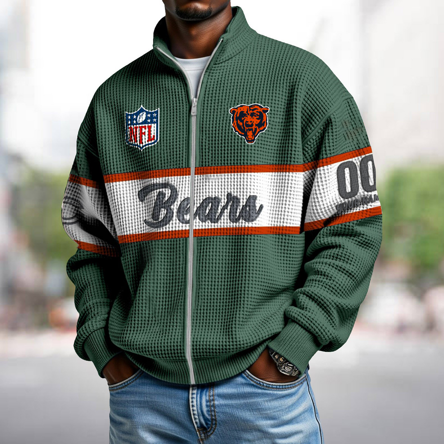 CHI x NFL Waffle Zip-Up Sweatshirt DATND TANTD