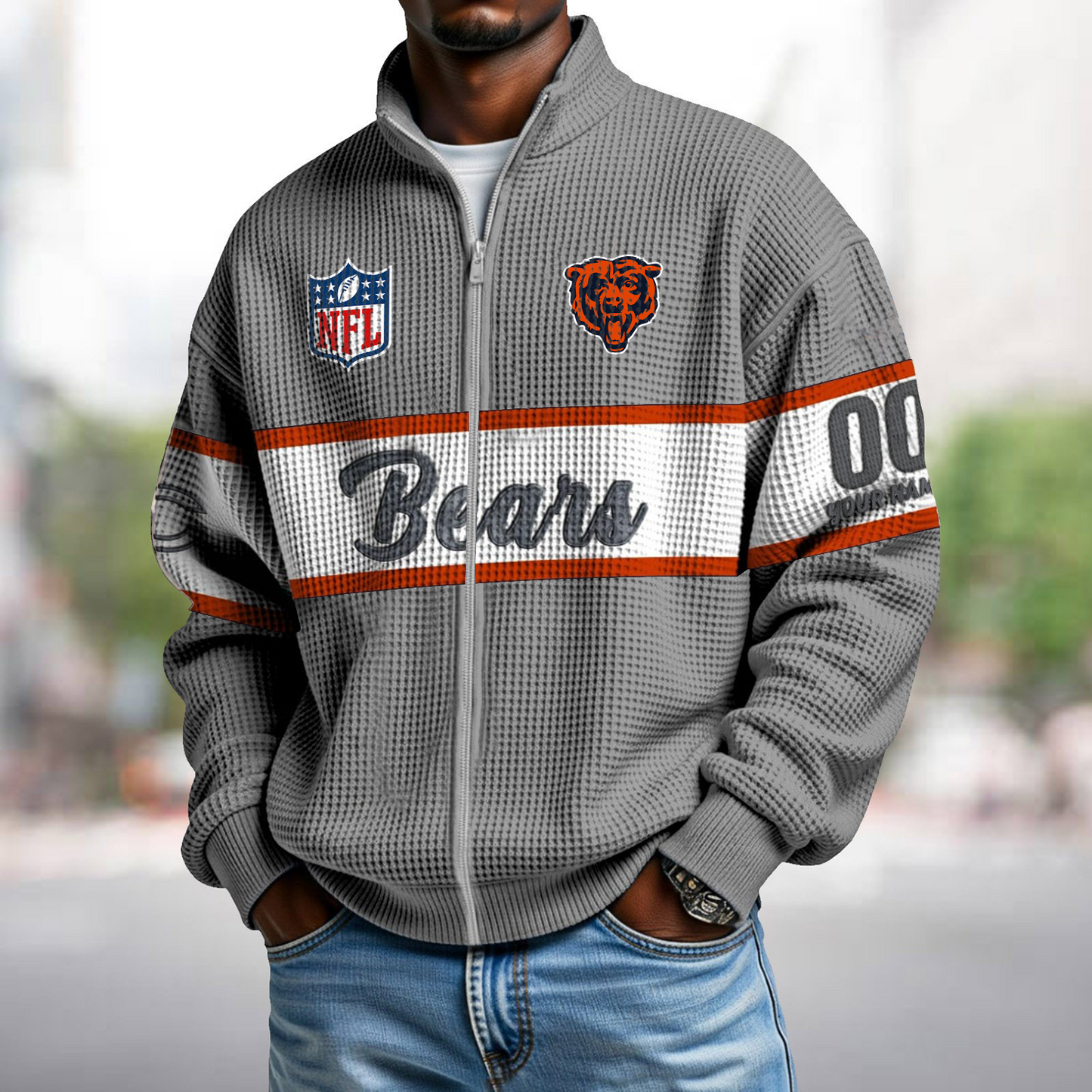 CHI x NFL Waffle Zip-Up Sweatshirt DATND TANTD