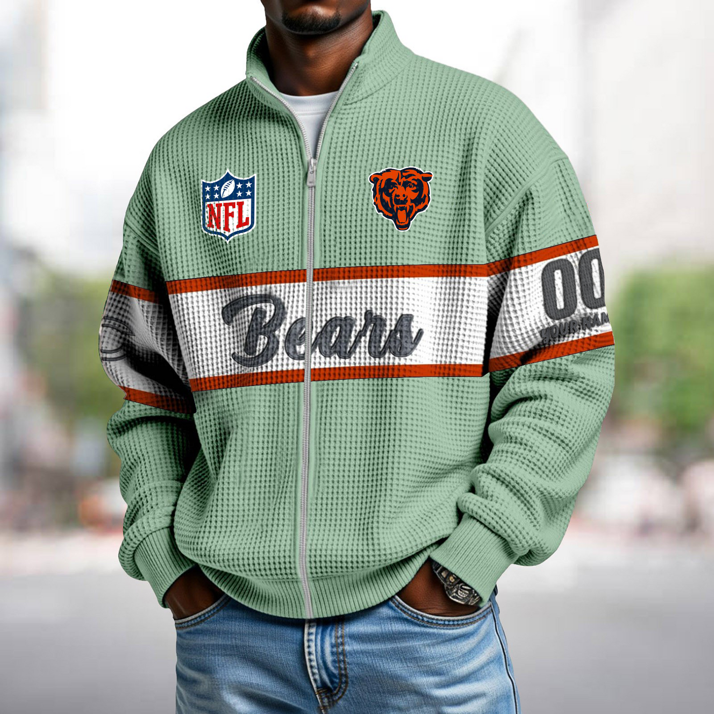 CHI x NFL Waffle Zip-Up Sweatshirt DATND TANTD