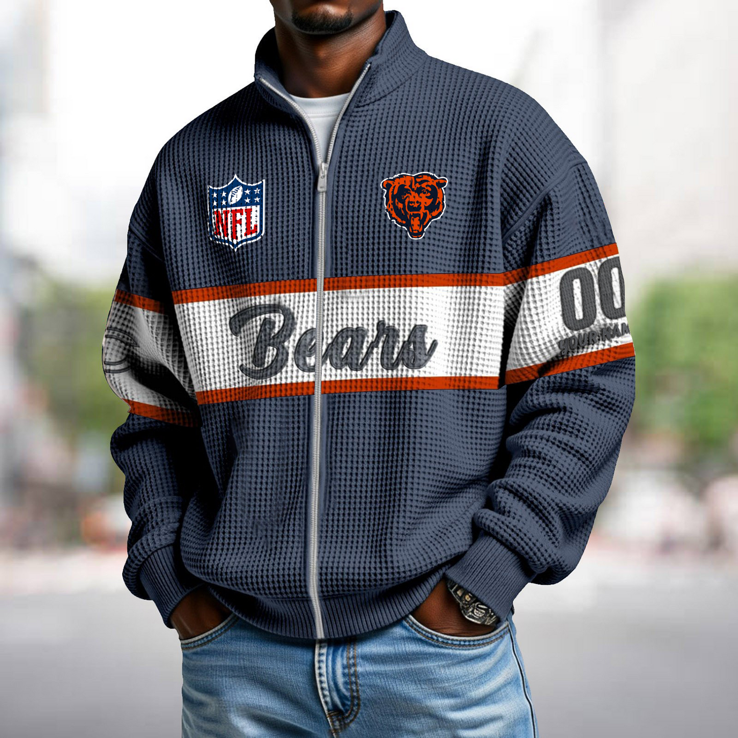 CHI x NFL Waffle Zip-Up Sweatshirt DATND TANTD