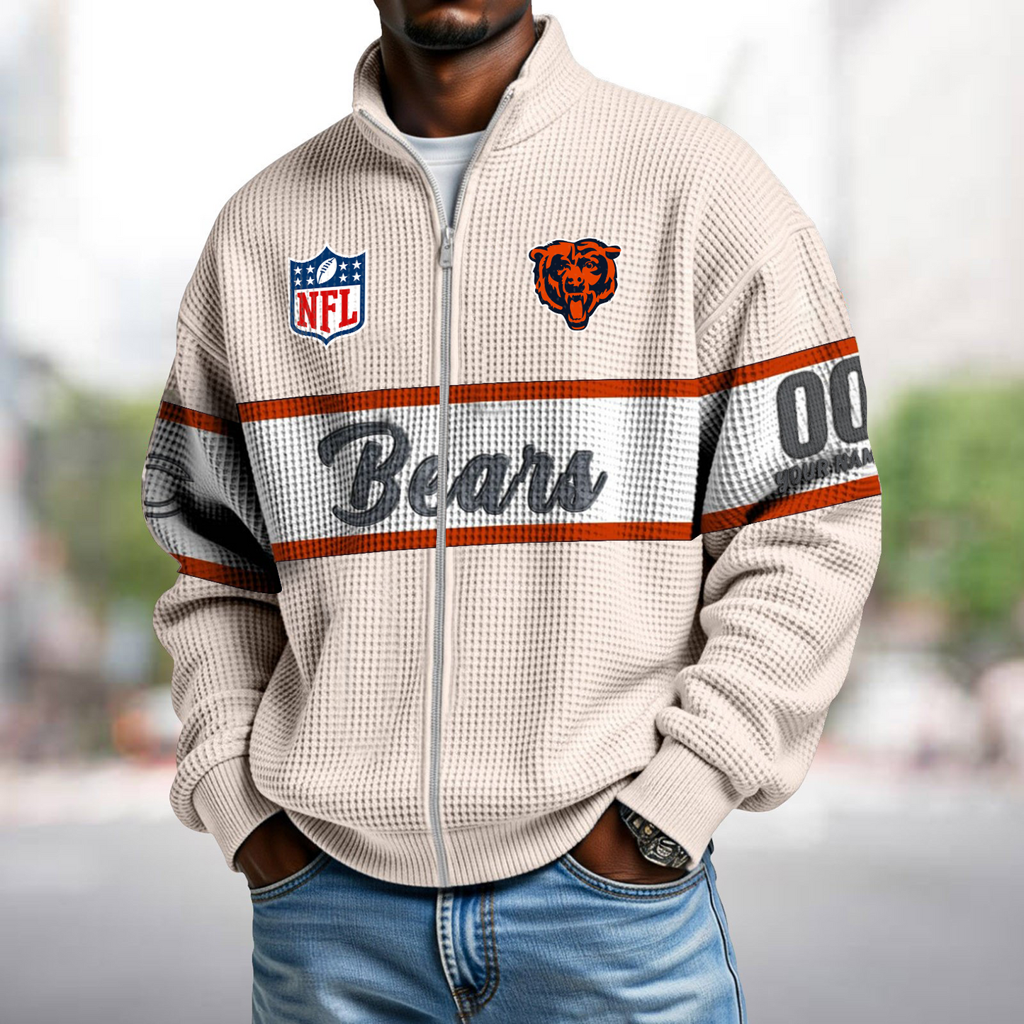 CHI x NFL Waffle Zip-Up Sweatshirt DATND TANTD