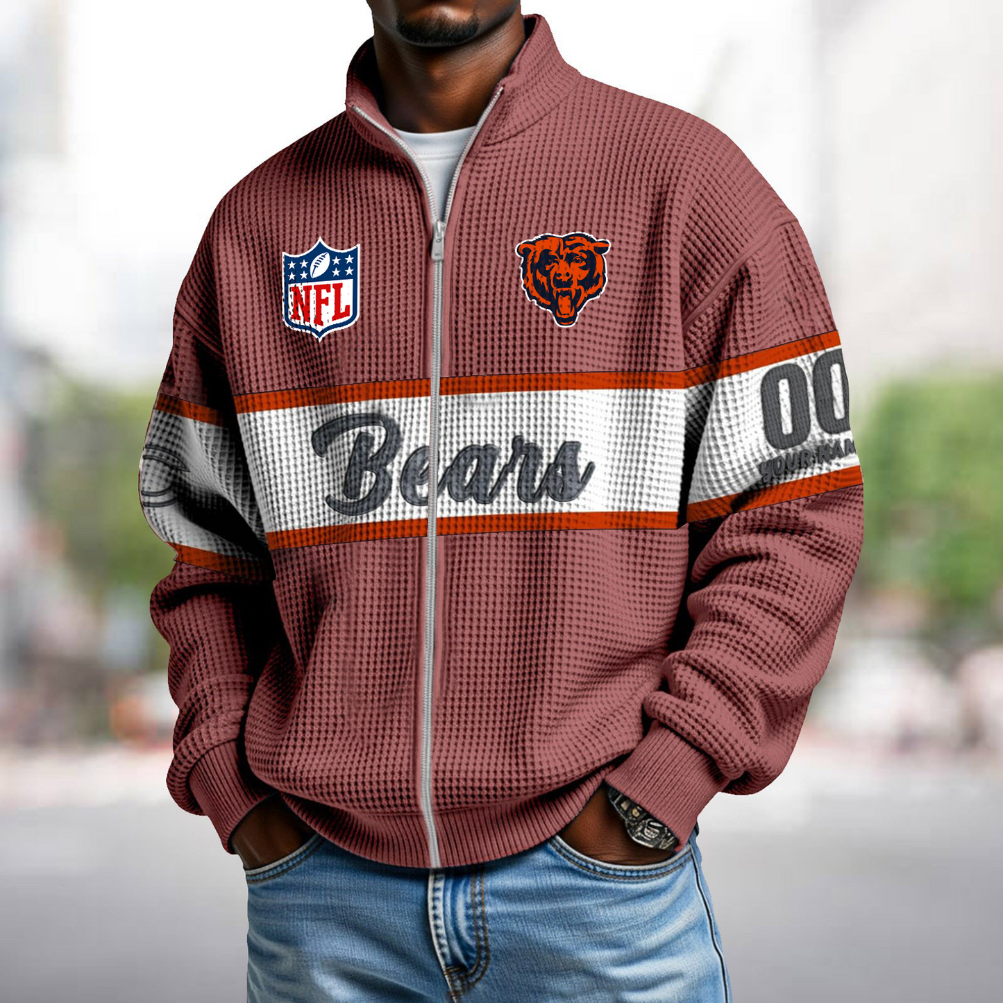 CHI x NFL Waffle Zip-Up Sweatshirt DATND TANTD